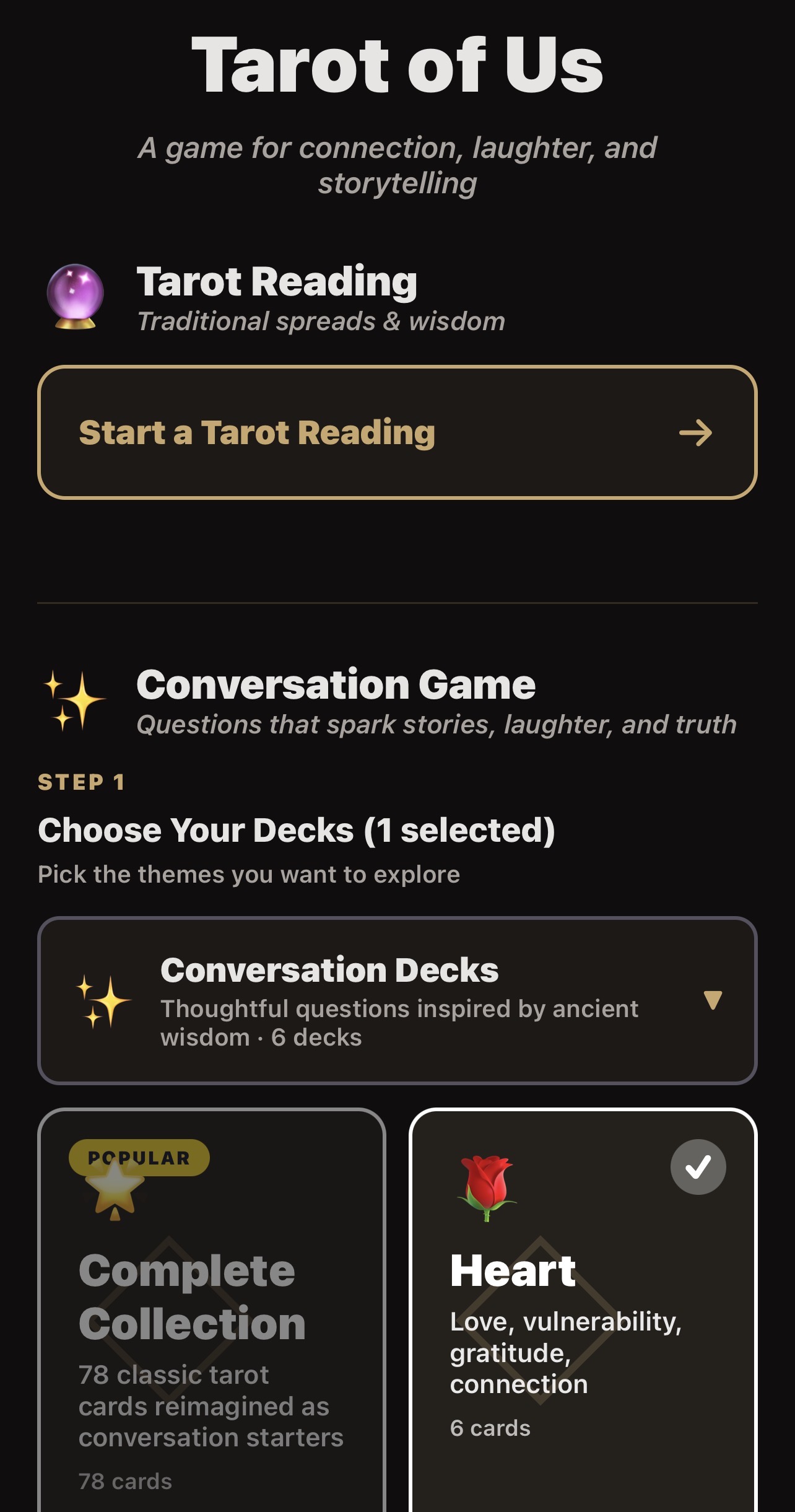 Tarot of Us Game